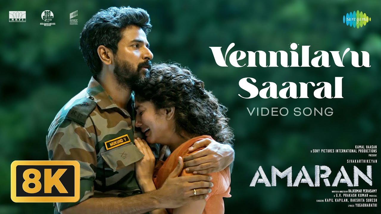 Vennilavu Saaral - 8K Video | Amaran | Sivakarthikeyan, Sai Pallavi | GV Prakash | Rajkumar
