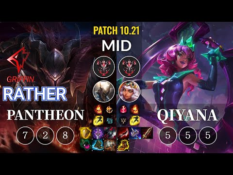 GRF Rather Pantheon vs Qiyana Mid - KR Patch 10.21