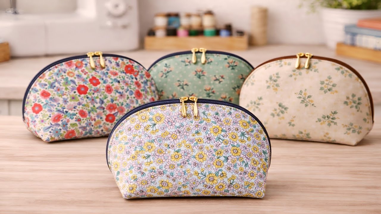 10分で完成！可愛すぎるポーチ🌷ハギレで量産したくなる♪So Cute!! Easy Zipper Pouch in 10 Minutes | You’ll Want to Make All 3 