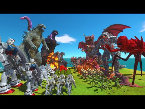 Team Godzilla x Shin Godzilla VS Team Destoroyah x Mechagodzilla - Animal Revolt Battle Simulator
