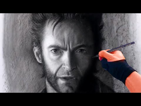 Hugh Jackman as Wolverine – Charcoal Portrait Drawing