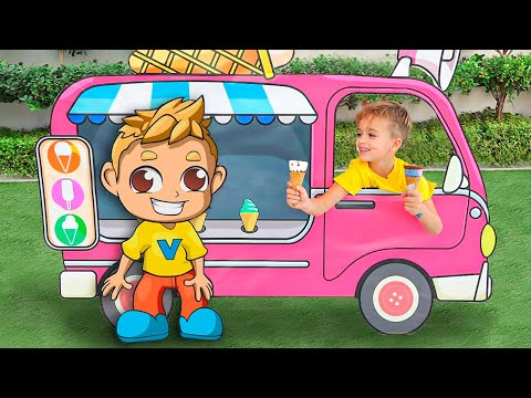 Little driver Niki play with cars and help his friends