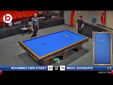 MUHAMMED EMİN ATABEY & MİRAÇ SAPANKAYA Bilardo Maçı - 2023 U17 FİNAL ETABI-1.TUR