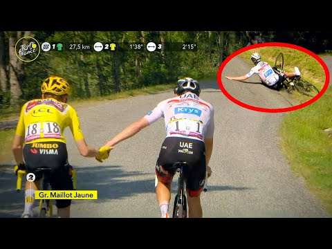 Vingegaard WAITS After Tadej Pogacar Descent Crash | Tour de France 2022 Stage 18