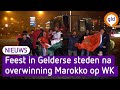 Feestende fans kleuren straten rood na overwinning Marokko