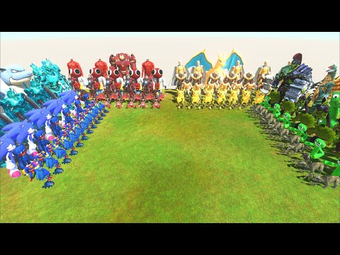 RED TEAM vs BLUE TEAM vs GREEN TEAM vs YELLOW TEAM - Animal Revolt Battle Simulator