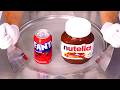 Nutella Fanta Strawberry Ice Cream Rolls Combo Satisfying Dessert Creation ASMR