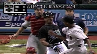 BOS@TB: Gerald Williams, Pedro Martinez cause benches to clear
