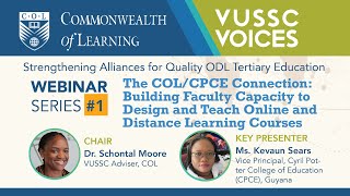 COL/CPCE Connection: Building faculty capacity to design and teach online and DL courses