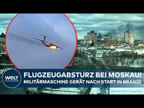 FLUGZEUG-CRASH: Triebwerk in Flammen! – Russische Iljuschin-Militärmaschine stürzt bei Moskau ab