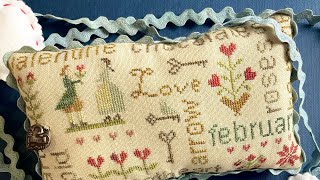Flosstube 41 - Cross Stitch Finish Tutorial - how to attach ric rac to a cross stitch pillow!