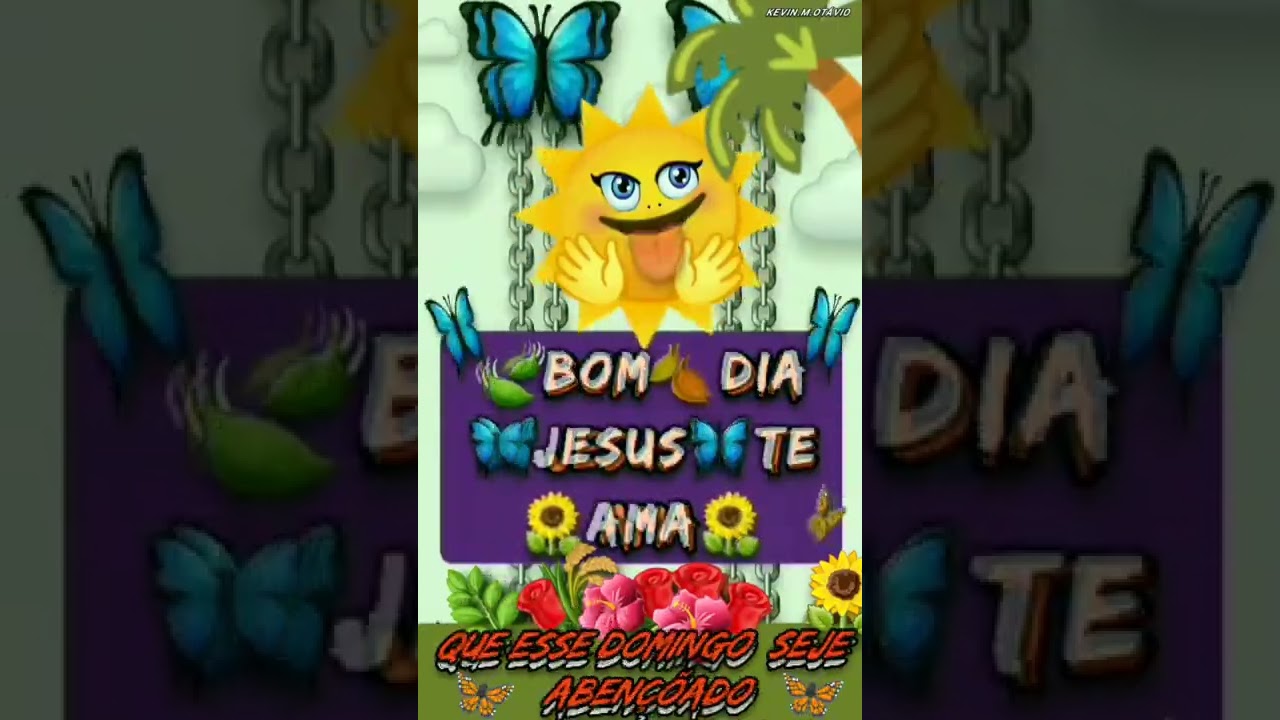 vídeo criado com figurinha de emoji com a mensagem bom dia Jesus te ama e um domingo seja abençõado