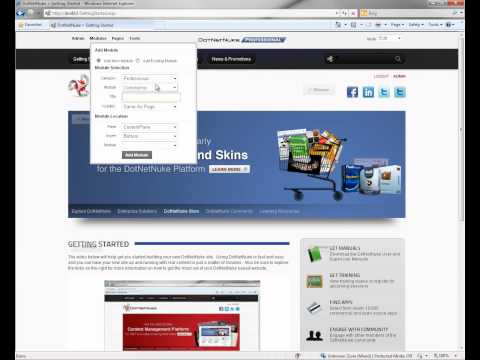 Add a DotNetNuke Module to a Page as an Administrator