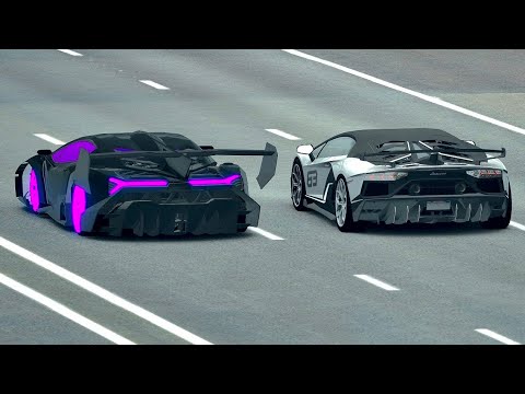 Lamborghini Veneno GTR vs Lamborghini Aventador SVJ 63 - Drag Race 20 KM