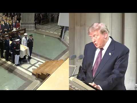 Video Thumbnail: Trump jokes about 'not everybody' liking Lindsey Graham in eulogy -