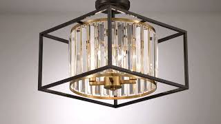1_Watch A Video About the Milne 14 Wide Bronze and Brass 4 Light Ceiling Light