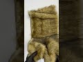 Beige Fox Print Long Pile Faux Fur Fabric Sold By The Yard