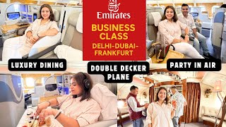 Is THIS Emirates Business Class worth it ? Double decker plane A380 | Delhi to Frankfurt Full Review