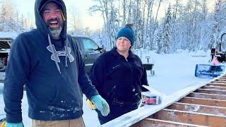 Alaska off-grid Cabin - Deck in Winter