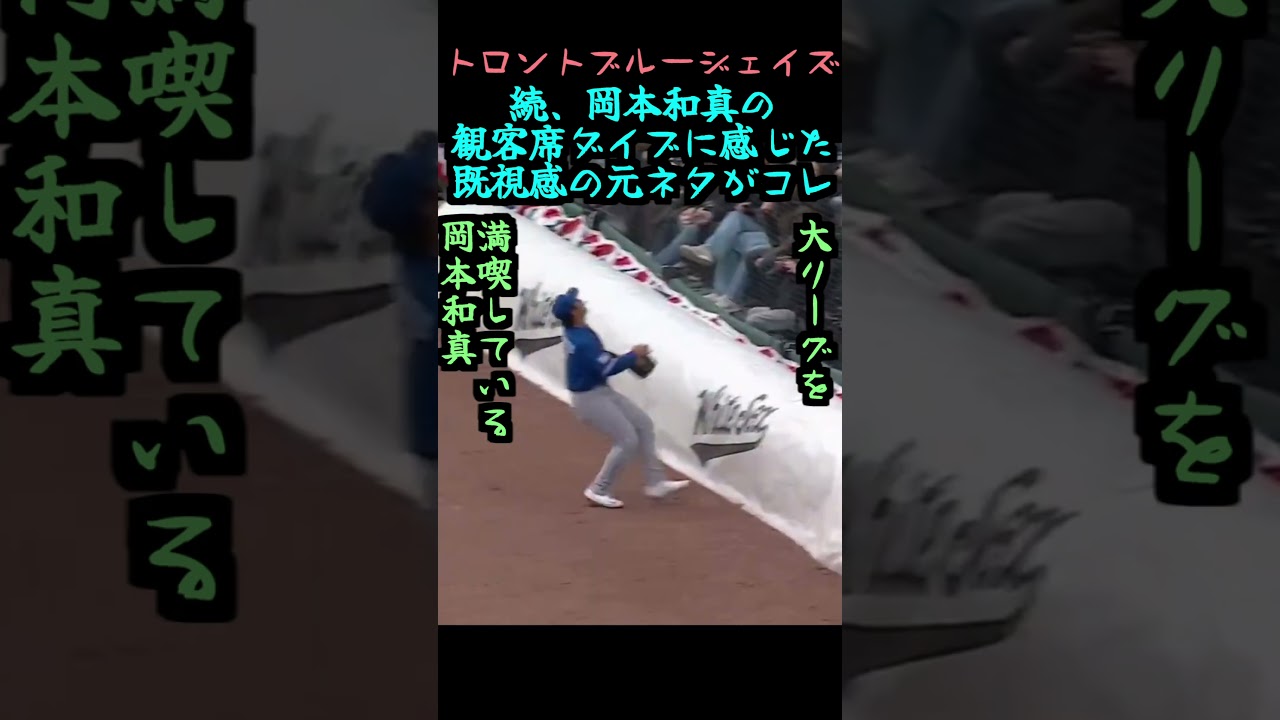 【トロントブルージェイズ】続、岡本和真の観客席ダイブに感じた既視感の元ネタがコレ＃山本由伸＃大谷翔平＃猫ダイブ