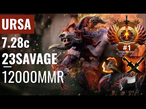 Ursa หมีดุสายทนสตั้น SAFELANE 23SAVAGE  Replay DOTA2 UNCUT 7 28c | First 12000 MMR Immortal Rank #1
