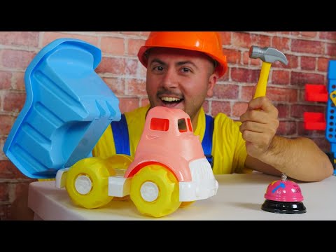 Eyvah kırıldı. Oyuncak kamyon ile tamir oyunları. Okan ile oyuncak araba oyunları.