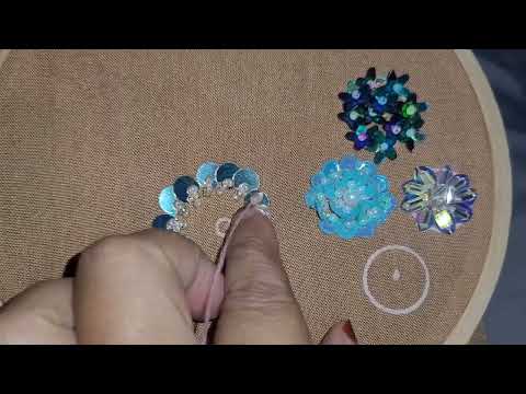 EASY TUTORIALS  FOR Beads and Sequence  Flower embroidery ★Zari Art #handbroidery #Sequence