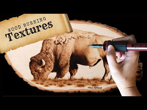 How to Create Texture in Wood Burning Art- Bison and Grass Textures
