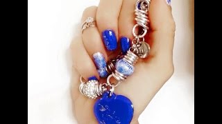 Nail Art Blu Elettrico e Argento abbinata a Bracciale