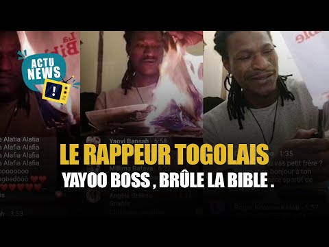 le rappeur togolais YAYOO BOSS , brûle la bible dans un direct facebook