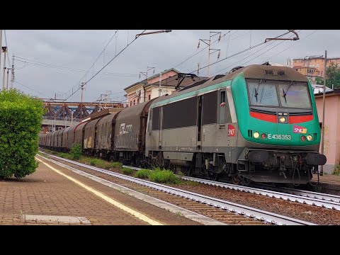 Raro transito di una E436.353 SNCF con telonati a Genova Rivarolo [Modane-Marcianise]