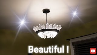 TMMAYSUN Crystal Petals Chandelier 17.7" Modern Black Pendant Light Seedy Glass Unboxing Install