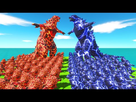 1vs1 Godzilla 2014 Lava vs Lightning - King Kong - Titan - Kaiju - Animal Revolt Battle Simulator