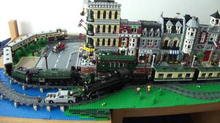 Lego Back to the Future III DeLorean being push by train
