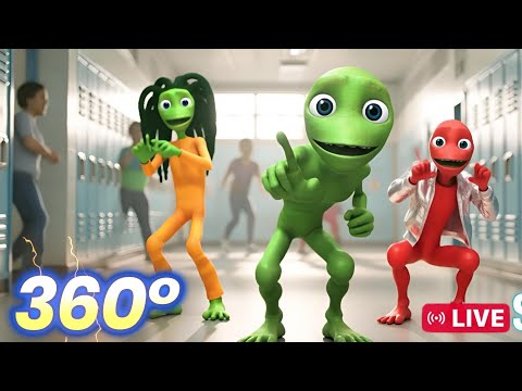 💥360° Dame Tu Cosita in Your School 👽|Real Life| Dancing Green Alien +Popoy (Me Kemaste) + El Tiger