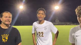 Chapel Hill soccer coach Davis Boyle, Cameron Royster and Cyrus Ahmed talk 2-0 win over Carrboro