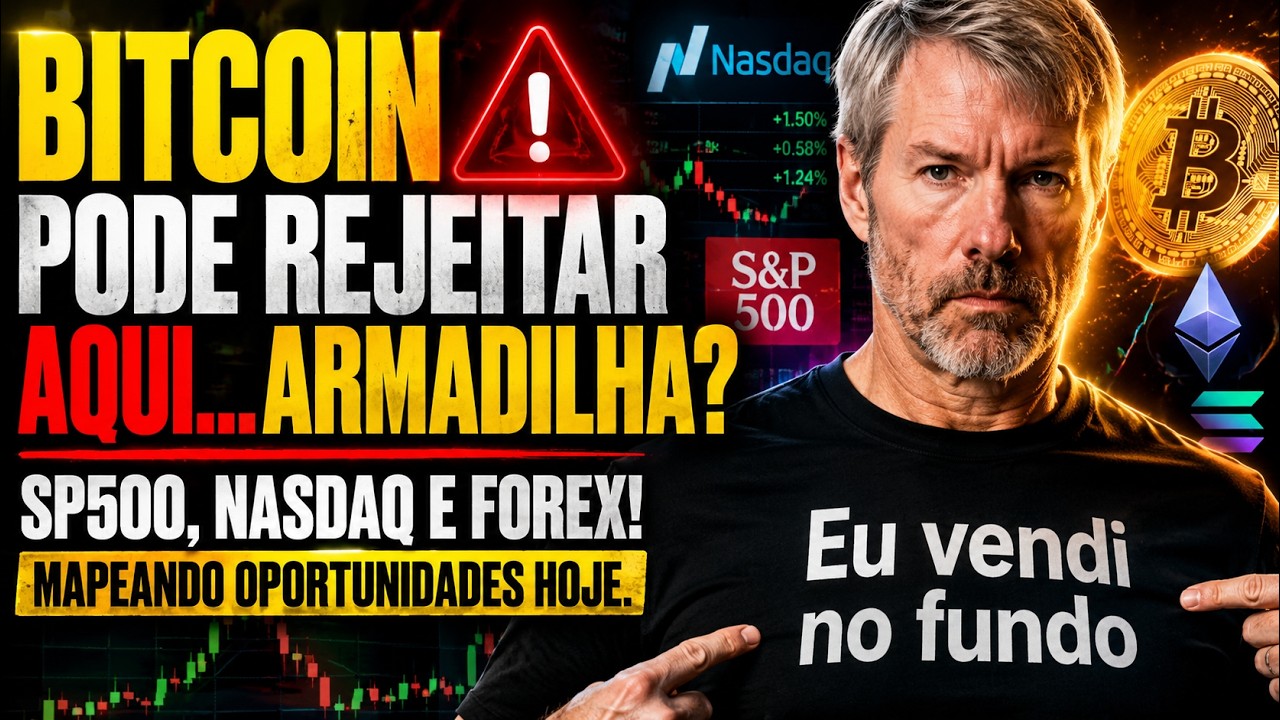 TRADING AO VIVO: BITCOIN PODE REJEITAR AQUI, ARMADILHA? SP500, NASDAQ, OURO, FOREX