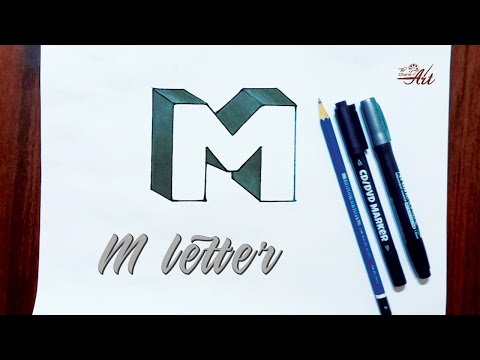 how to draw letters a-z /  3d letter M drawing with pencil