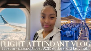 FLIGHT ATTENDANT VLOG | I lost my passport,Lost $250 dollars, old lady fight | VLOG 15