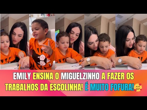 EMILY GARCIA  ENSINA O MIGUEL A FAZER OS TRABALHOS DA ESCOLINHA!