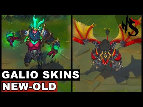 All Galio Skins New and Old Texture Comparison - Champion Rework 2017 (League of Legends)