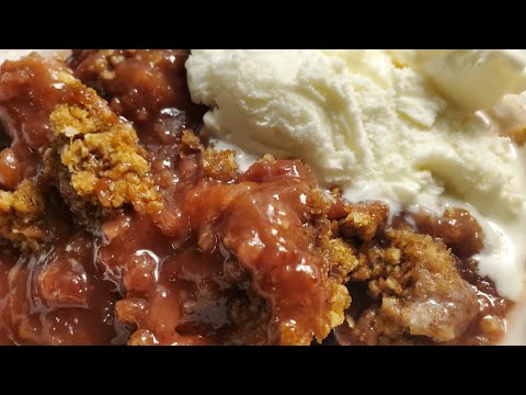 Strawberry Banana Crumble using All Recipes Apple Crisp Topping served with frozen yogurt