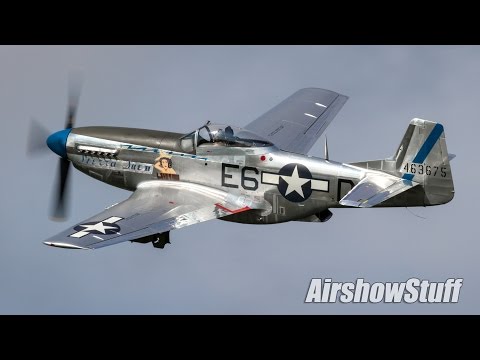 P-51 and B-25 Attack Runs - WWII Battle Reenactment - Thunder Over Michigan 2016