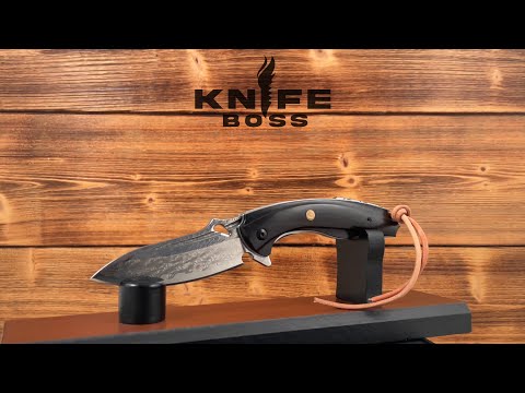 KnifeBoss lovecký zavírací damaškový nůž Outdoor Ebony VG-10