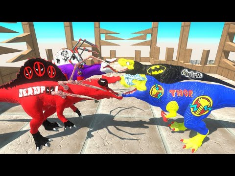 ⚡ THOR and BATMAN T-REX TEAM DEATH RUN - 🦖 Animal Revolt Battle Simulator 🦕
