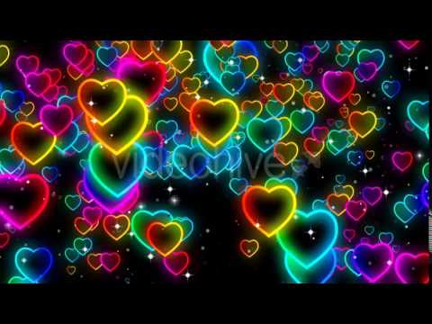 Video background beautiful Heart Colorful Neon