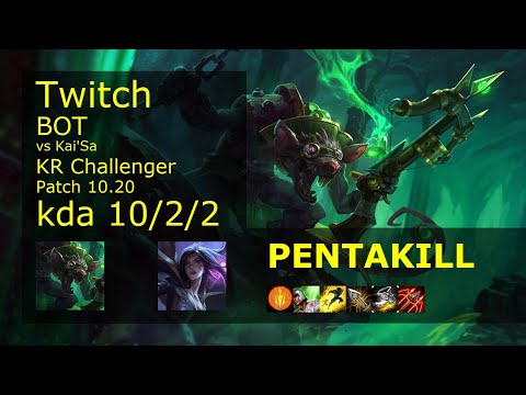 Twitch ADC vs Kai'Sa - KR Challenger 10/2/2 Patch 10.20 Gameplay // [롤] 트위치 vs 카이사