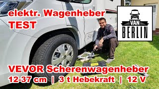 VEVOR elektr. Scherenwagenheber für Wohnmobil SUV KfZ im Test | 3 t Hebekraft | 12 bis 37 cm Hub