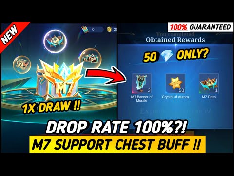 UPDATED !! GET M7 PASS IN 1X DRAW?! (MUST WATCH) | M7 SUPPORT CHEST HIGH DROP RATE! - MLBB