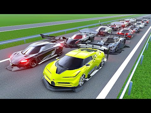 Bugatti EB100 Hommage GTR vs Koenigsegg GTR Cars at Autobahn